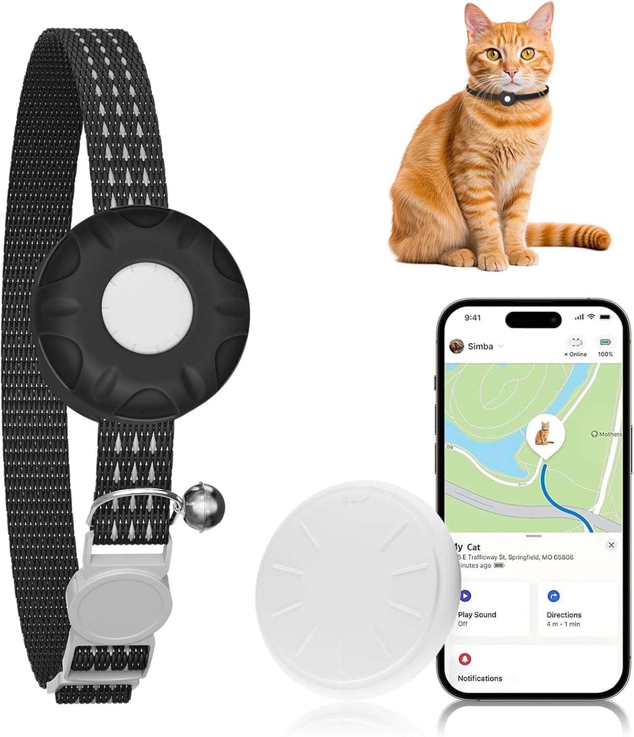 Cat Tracker, Lightweight Pet Tracker for Cats, No Monthly Fee Cat GPS Tracker...