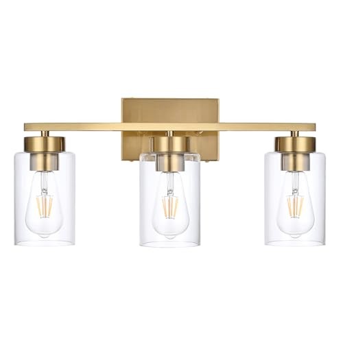 3-Light Bathroom Vanity Light - Modern Brushed Gold Wall - Small - 3 Light Gold