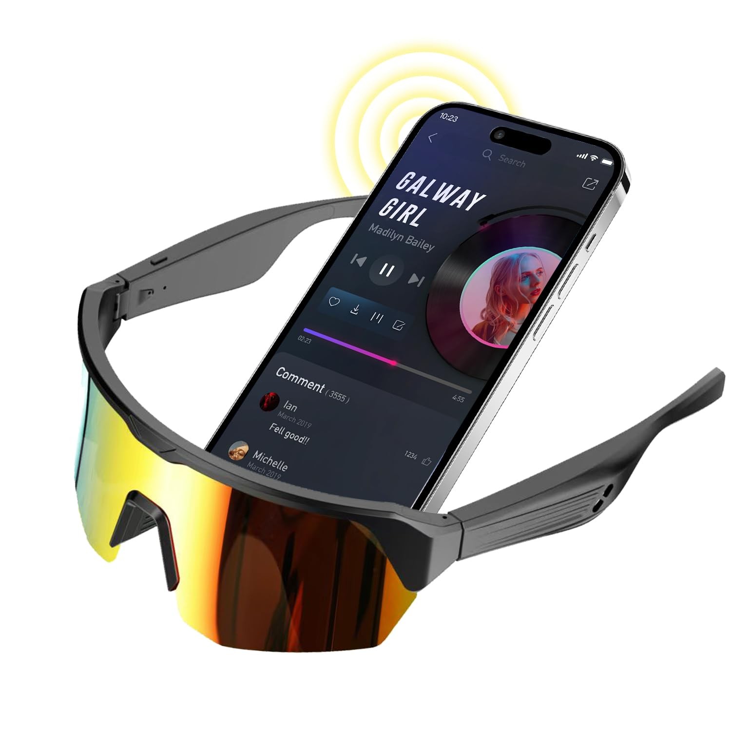 Sports Smart Sunglasses, Bluetooth Cycling Glasses with UV400 Polarized Lense...
