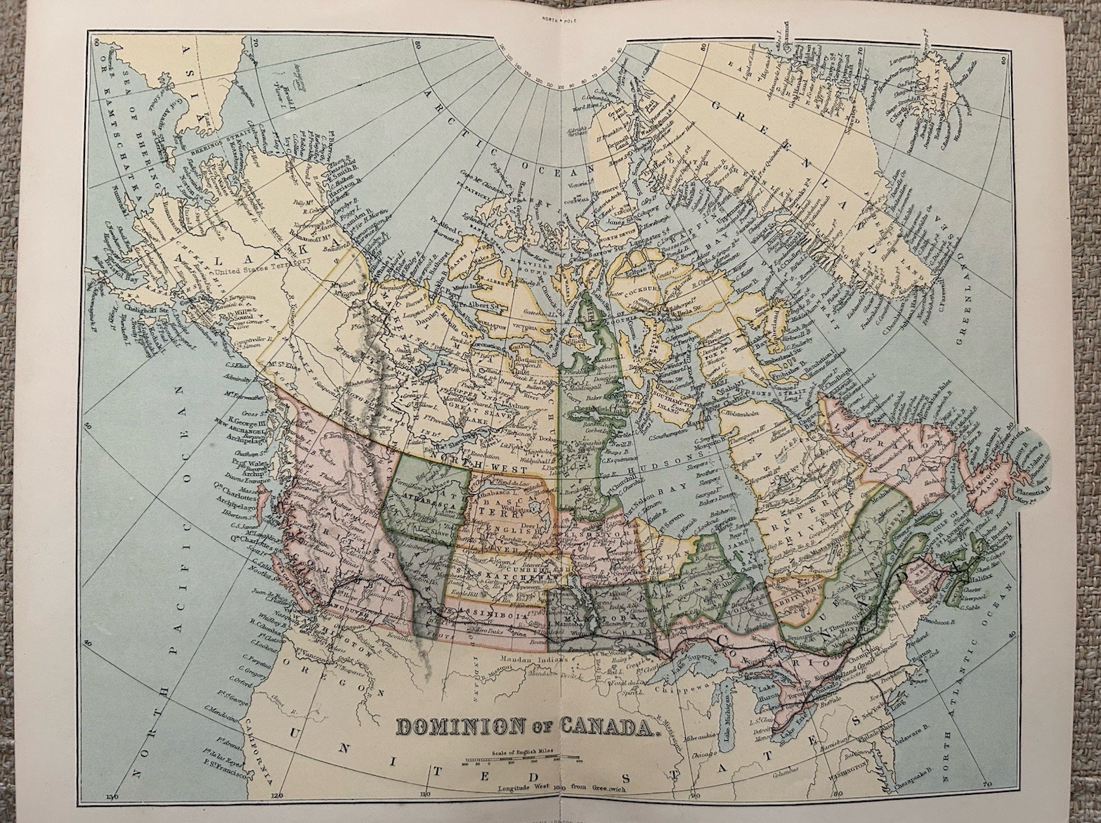 Antique Map Canada by Province c1870s Victorian Fold-Out Atlas Print Original