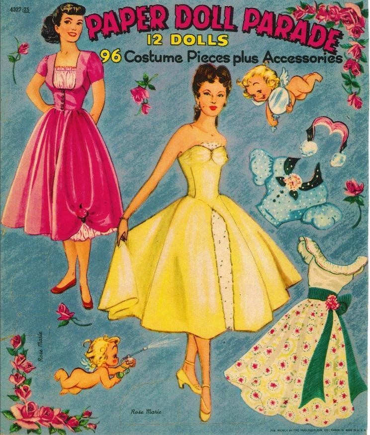VINTAGE UNCUT 1955 PAPER DOLL PARADE PAPER DOLLS-LARGE SET  #1 TOP REPRODUCTION
