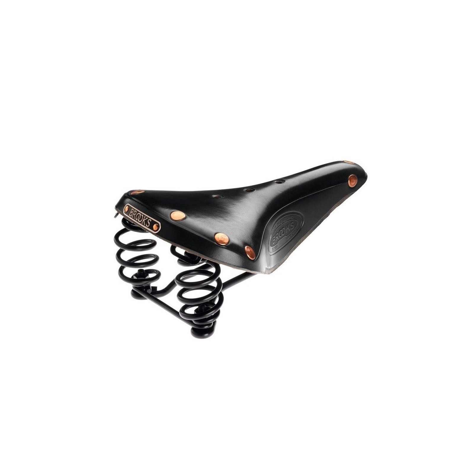 Brooks England Flyer, Touring Leather Bike Saddle with Suspension Springs Black