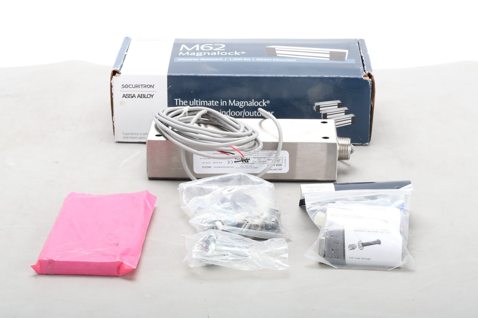 Securitron M62 Magnalock M62FG-SASM With Strike Plate and Mounting Accessories