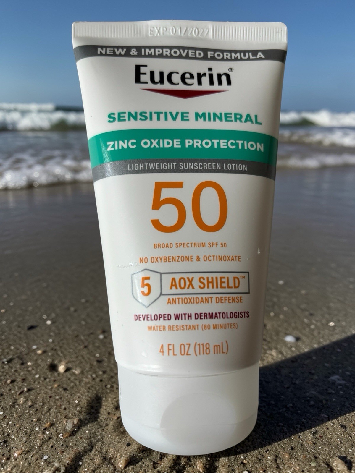 Eucerin Sensitive Mineral Lightweight Sunscreen SPF 50 Zinc Oxide 4Oz Jan/2027