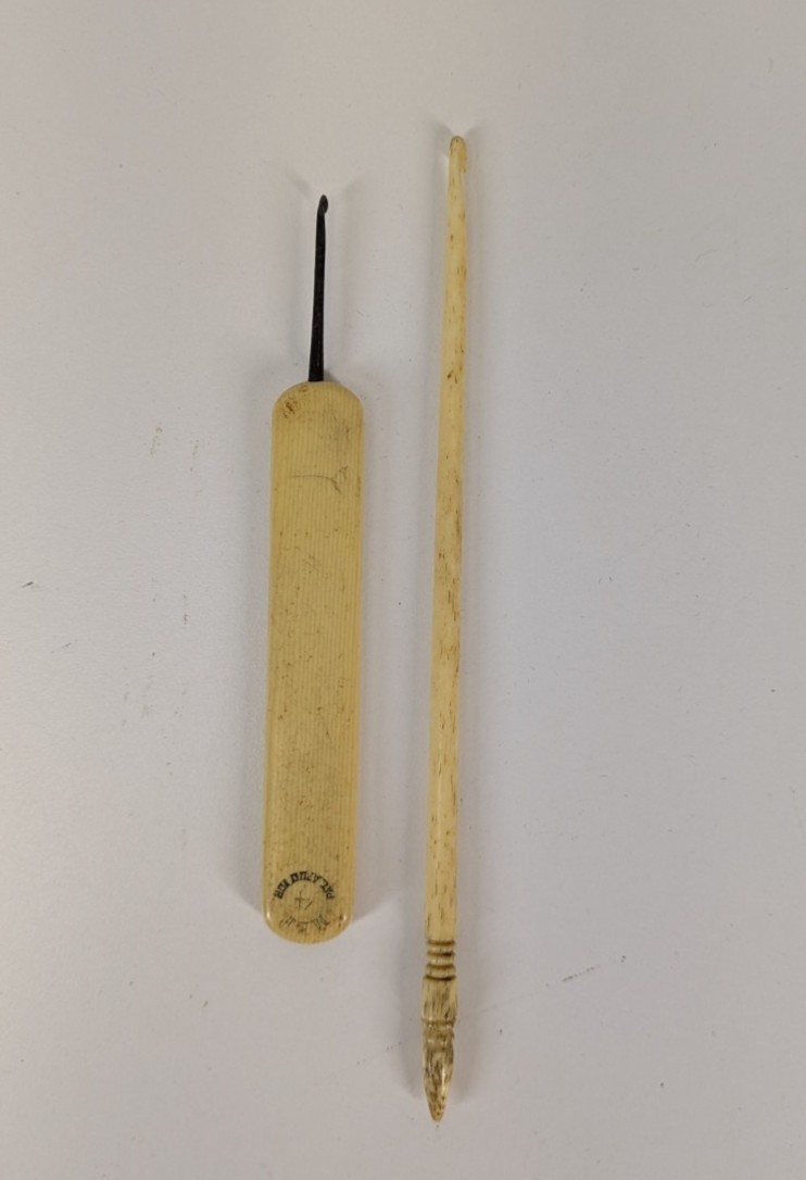 Antique 1800s Bone & Celluloid Lace Crochet Tatting Hooks Needles Bodkins