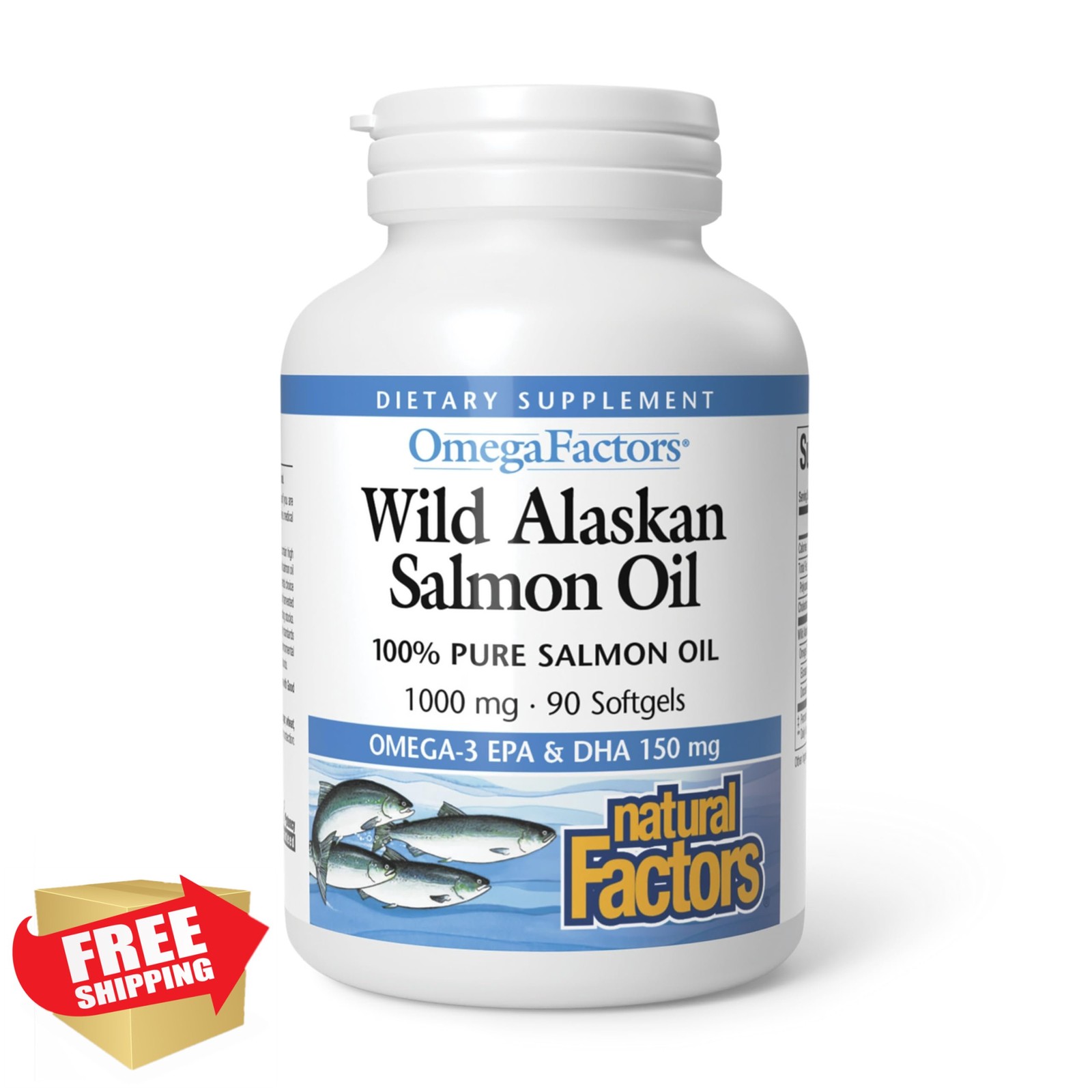 Natural Factors Salmon Oil 90 Softgels, Wild Alaskan Omega-3 DHA EPA
