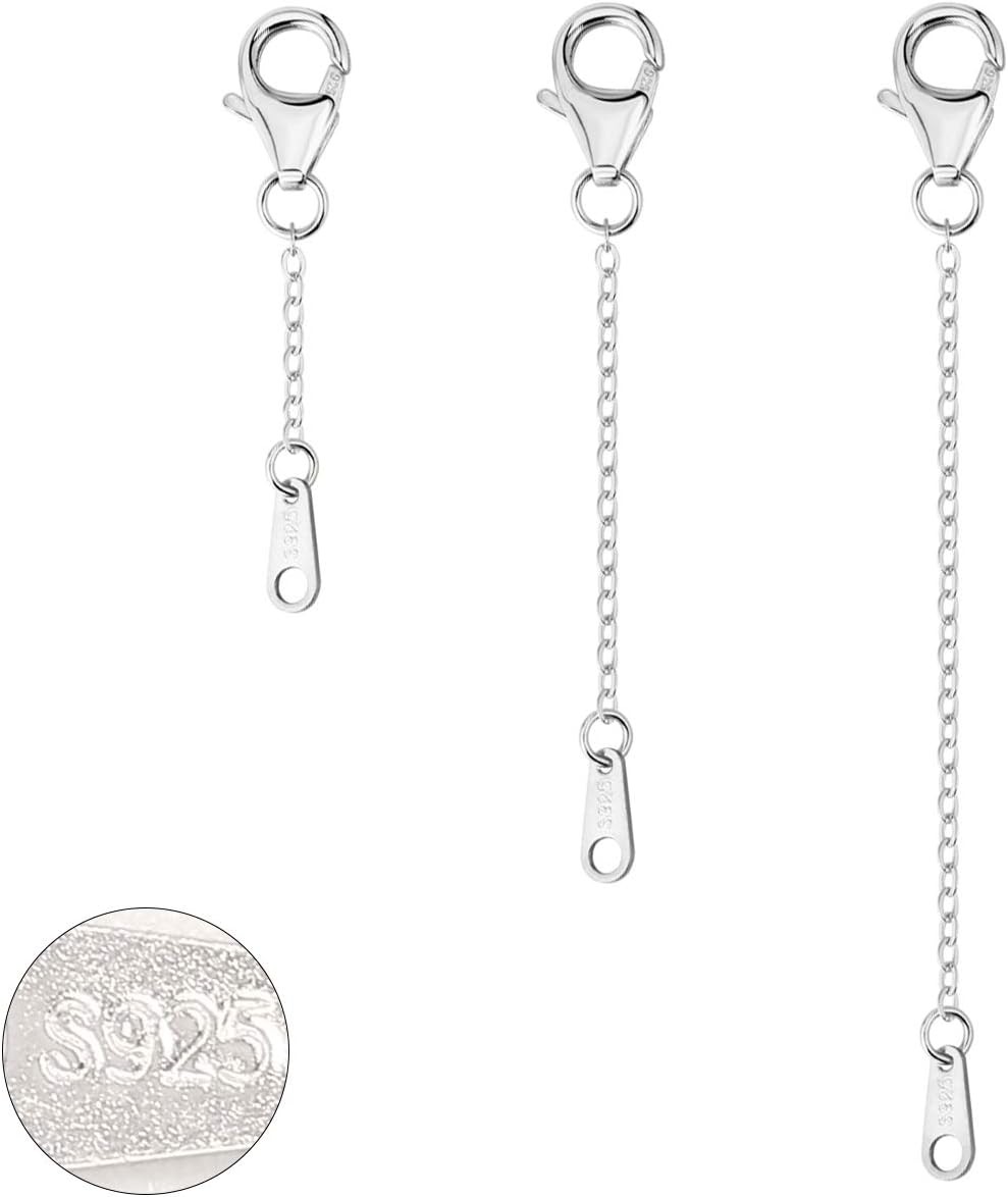 Sterling Silver Extenders Chain Necklace Extension Chains for Jewelry Making(1 2