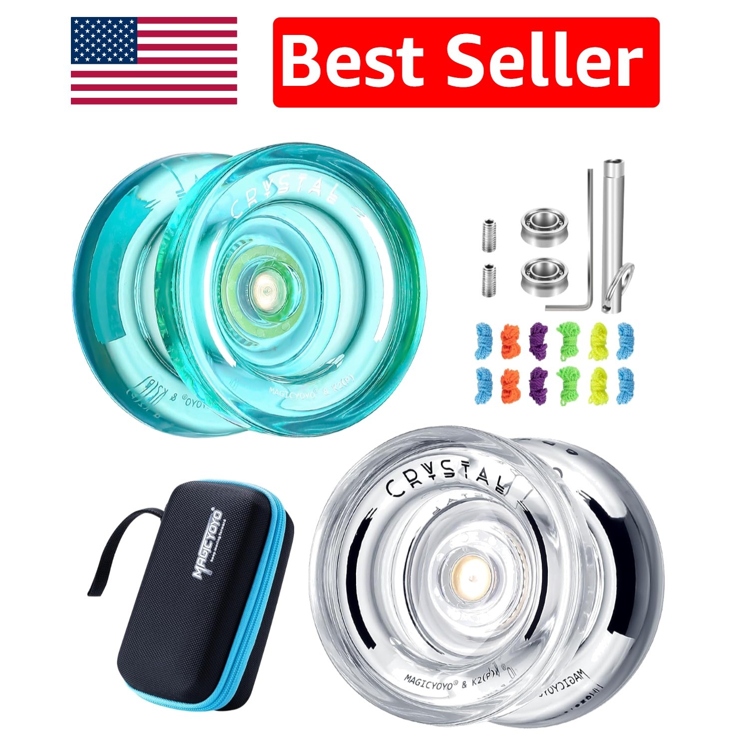 Trendy K2 Crystal Yoyos - Responsive & Unresponsive with Accessories Included