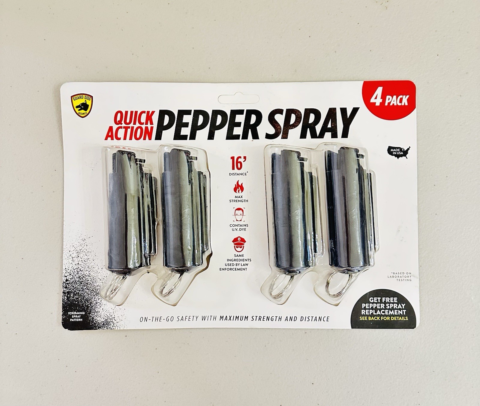 🔥NEW🔥 Guard Dog Security Quick Action Pepper Spray - 4 Pack