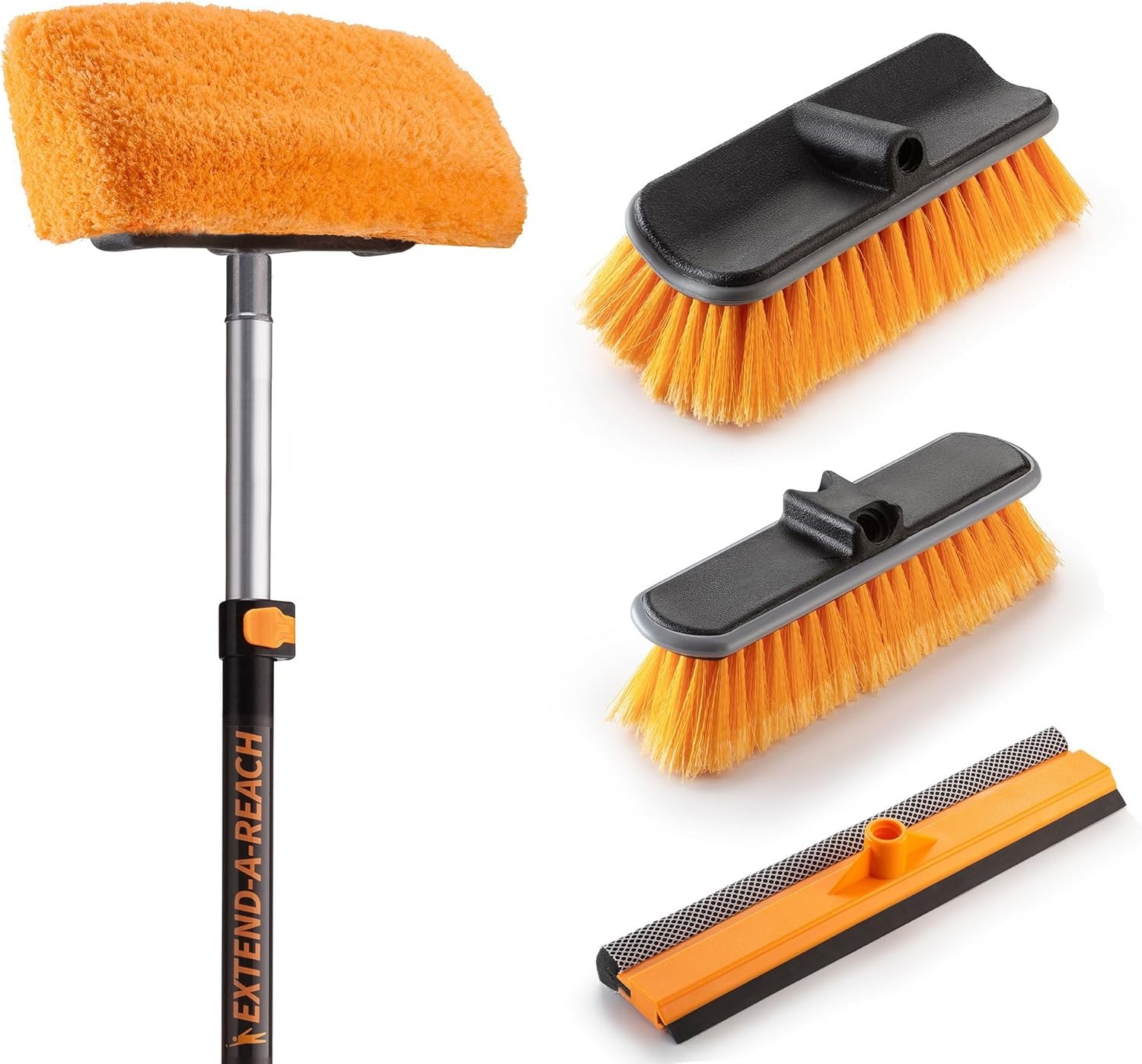 30FT House Cleaning Brush Set with 5-24FT Extension Pole, Window Squeegee,