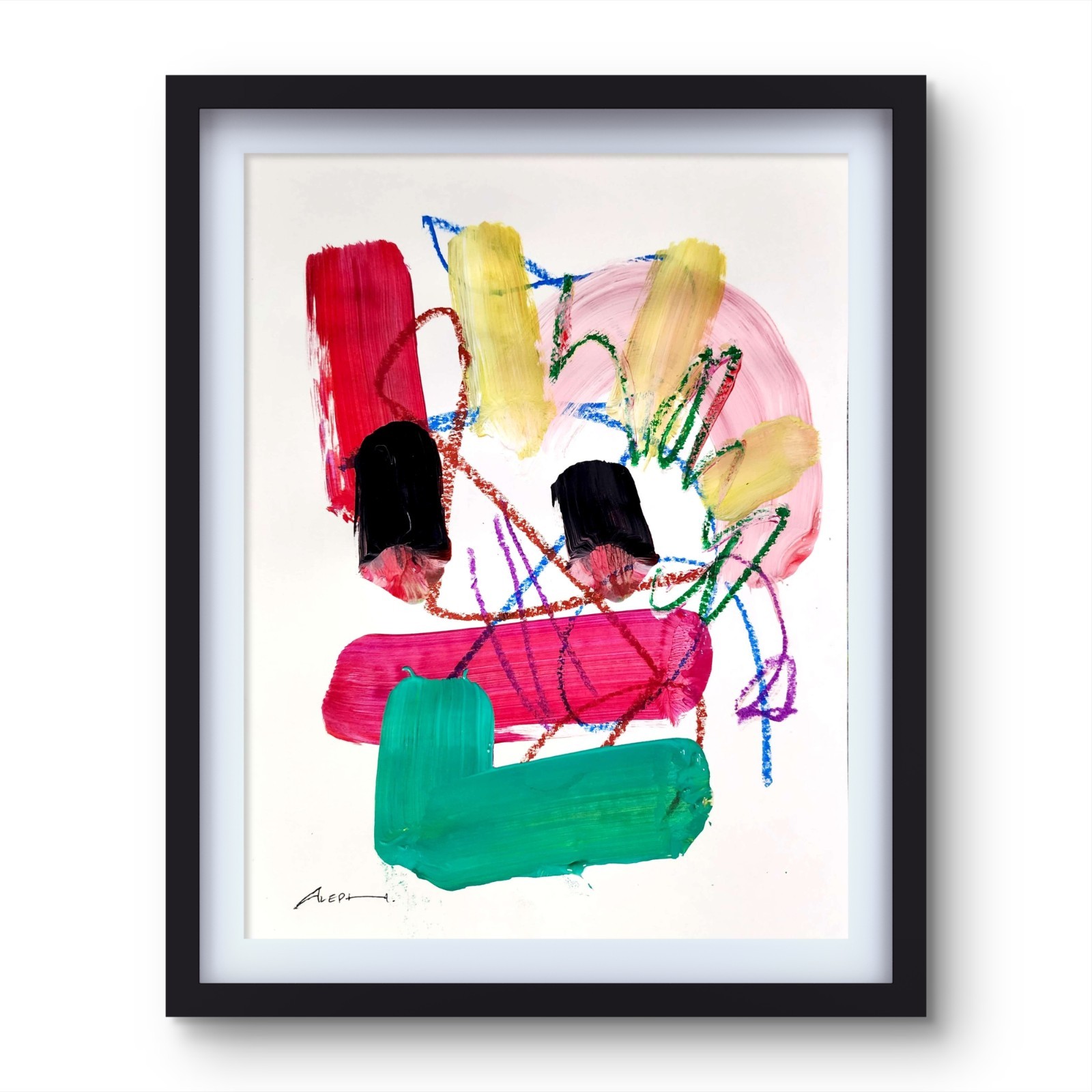 Aleph Original Art 14x11 Unique Abstract Expressionism Wall Art Gallery Paper