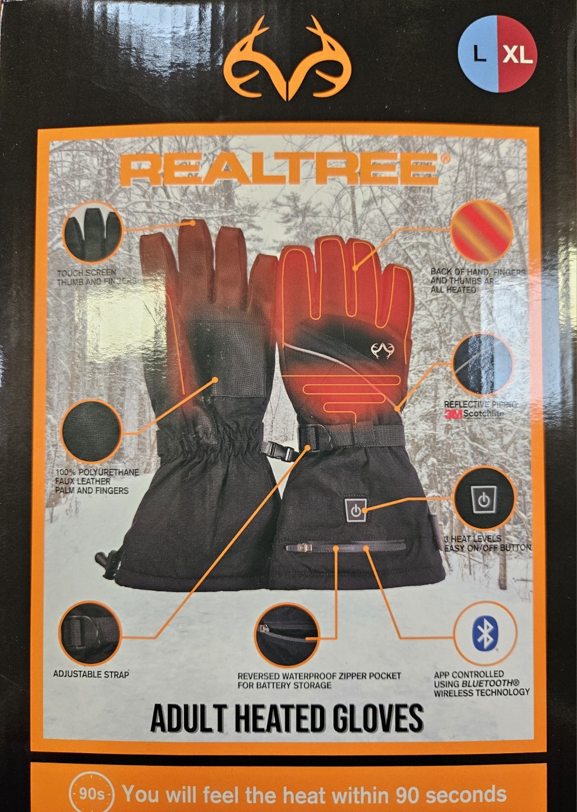 Realtree Heated Multipurpose Gloves L/XL Set, *NEW* IN BOX