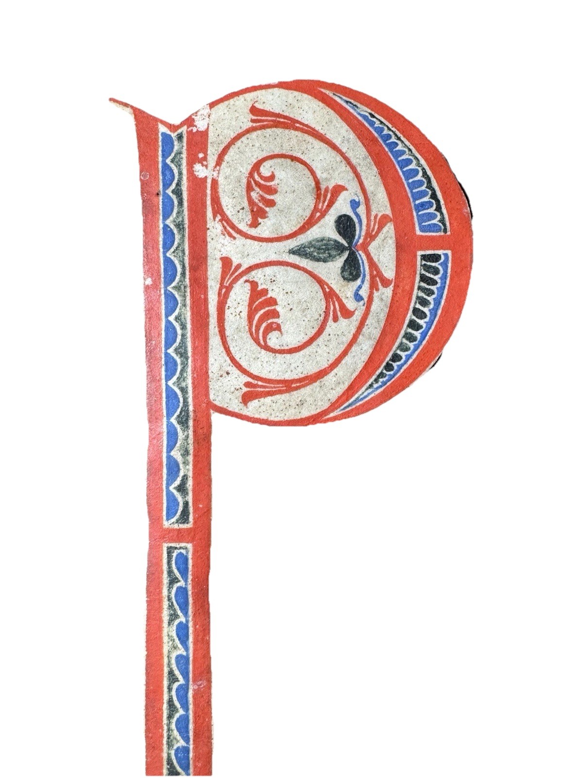 LARGE 12th C. Illuminated Manuscript Initial ‘P’ on Vellum, Northern Italy, RARE