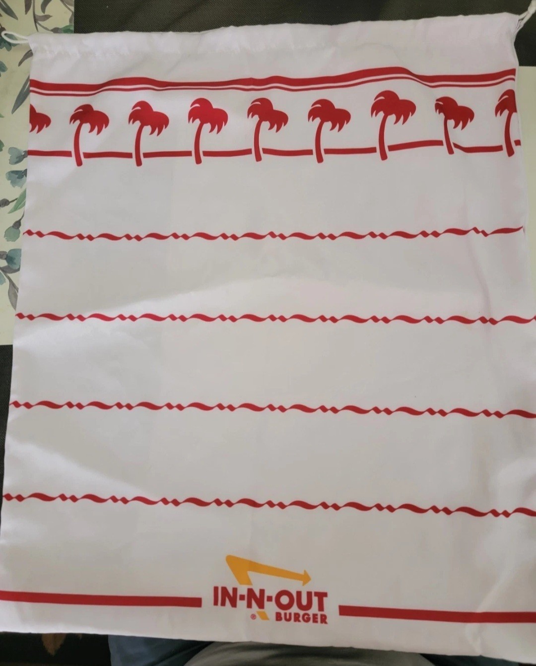 In-N-Out Drawstring Bag Red White 17"×20.5" New W/O Tags