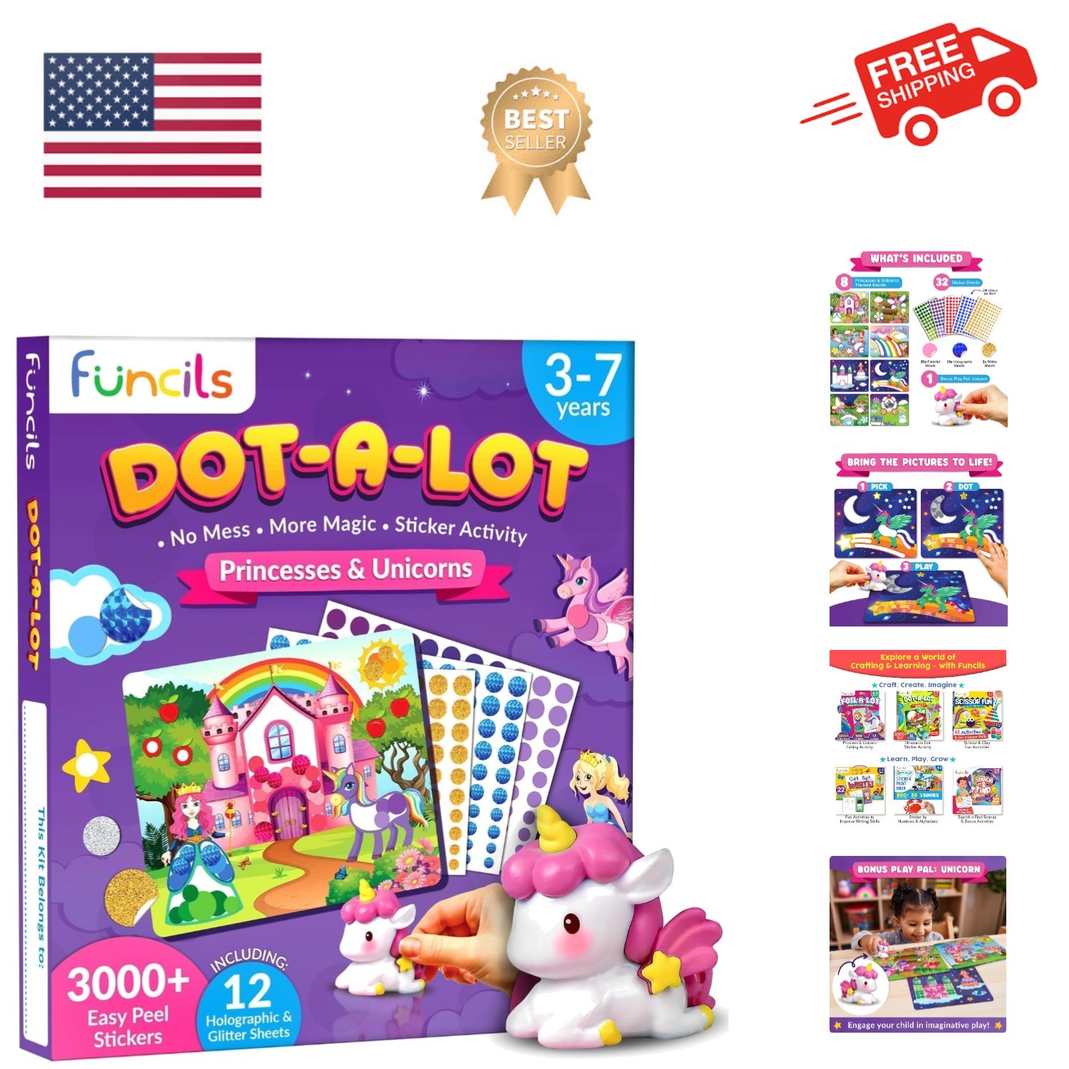 Dot Art Activity - Unicorn & Princess Sticker Kit, Toddler Art & Craft Suppli...