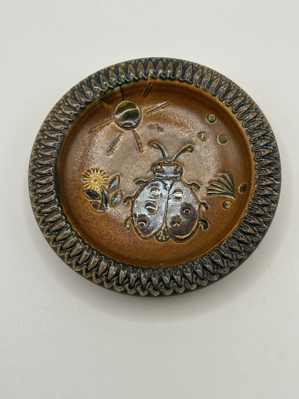 Vtg Rembserhof Keramik Pottery Achim Gelhard Germany Ladybug Trinket Dish Plate
