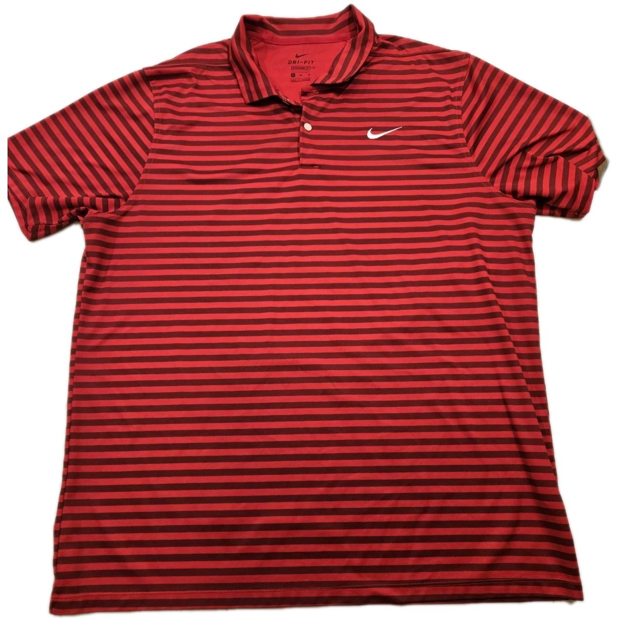 Nike Dri-FIT Red Striped Golf Shirt Men's Size XL Excellent Condition 