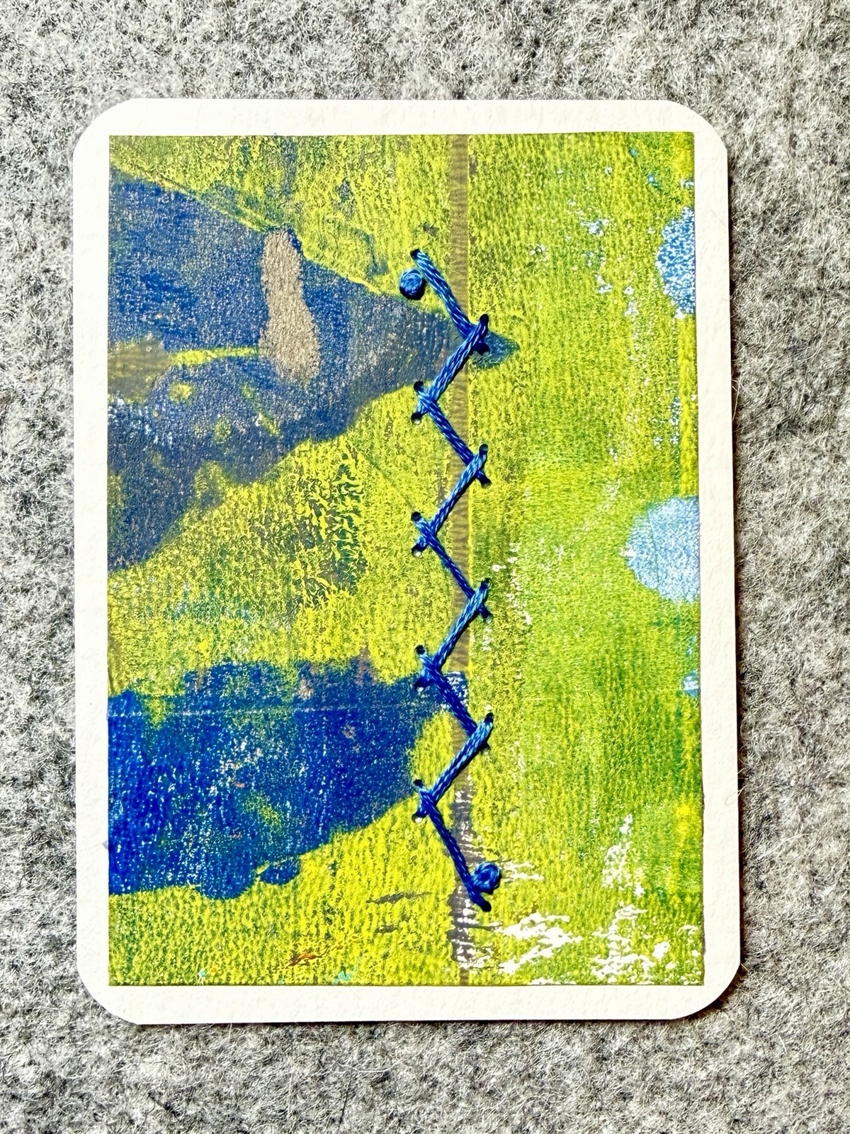 ACEO Abstract Mixed Media Handmade Decorated Original Acrylic Thread Art
