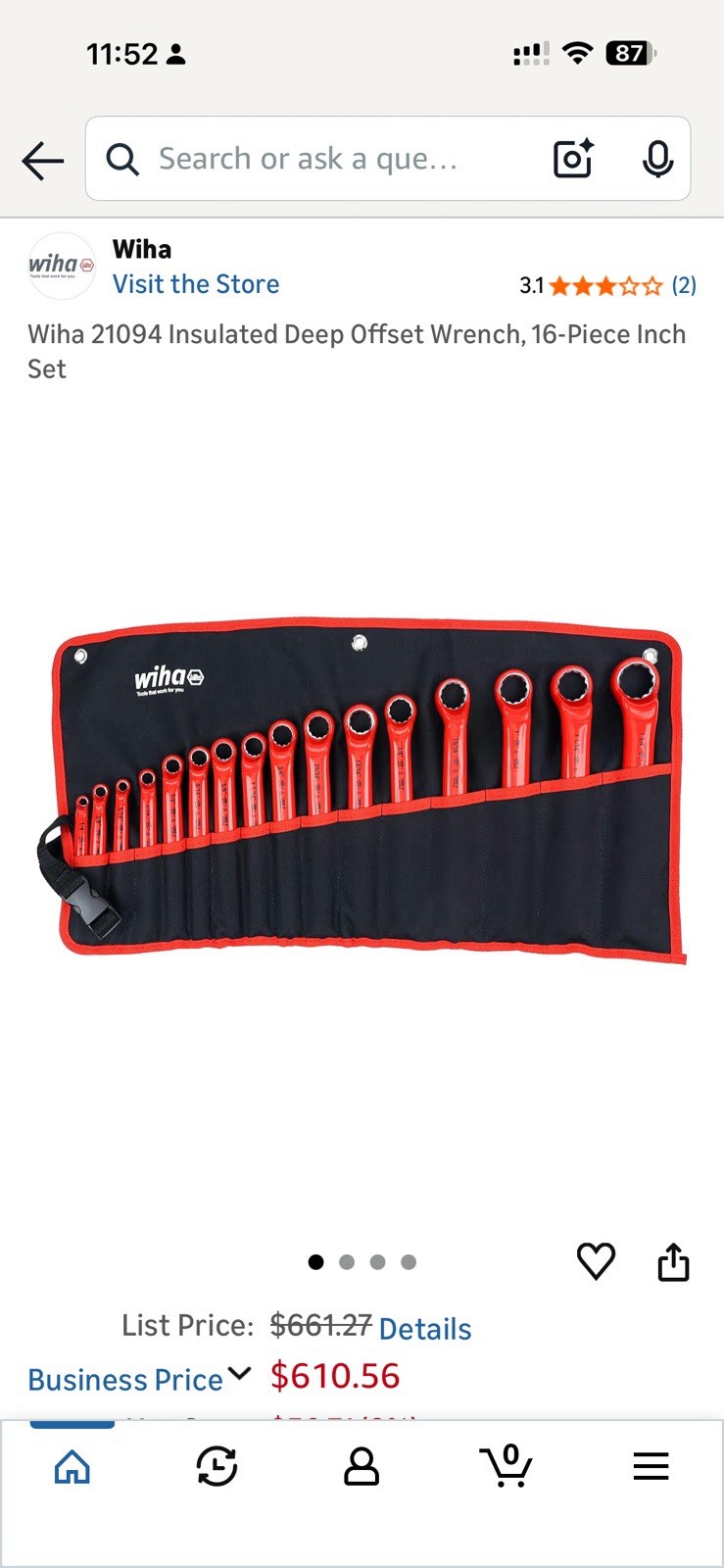 Wiha 21094 16 Piece Insulated Deep Offset Wrench Set - SAE