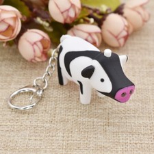 Kawaii LED Keychain Animal Cow Keyring with Sound Kid Children Gift Creative