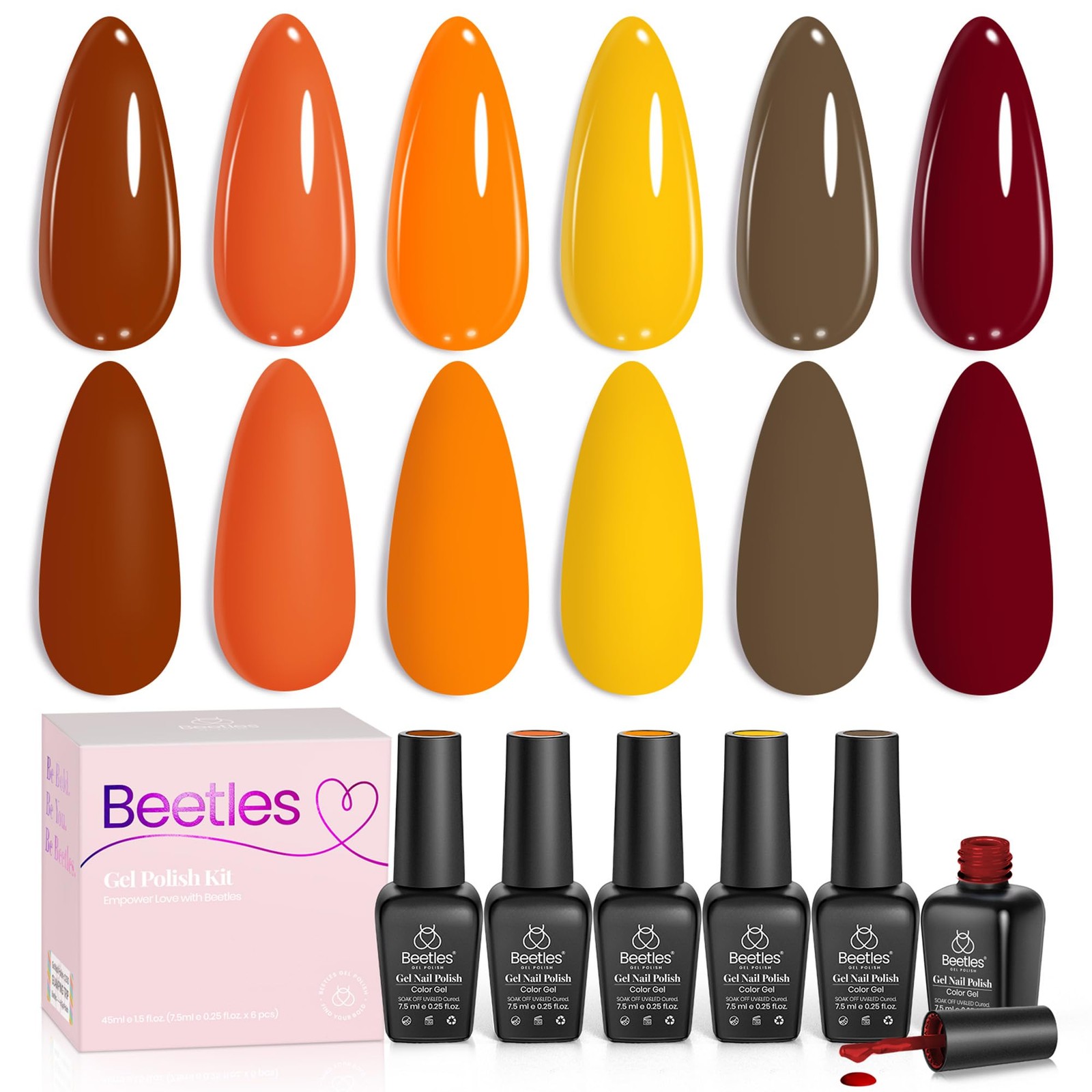 Beetles Gel Nail Polish Set - 6 0.25 Fl Oz (Pack of 6), 0-0-0-Autumn Leaves 