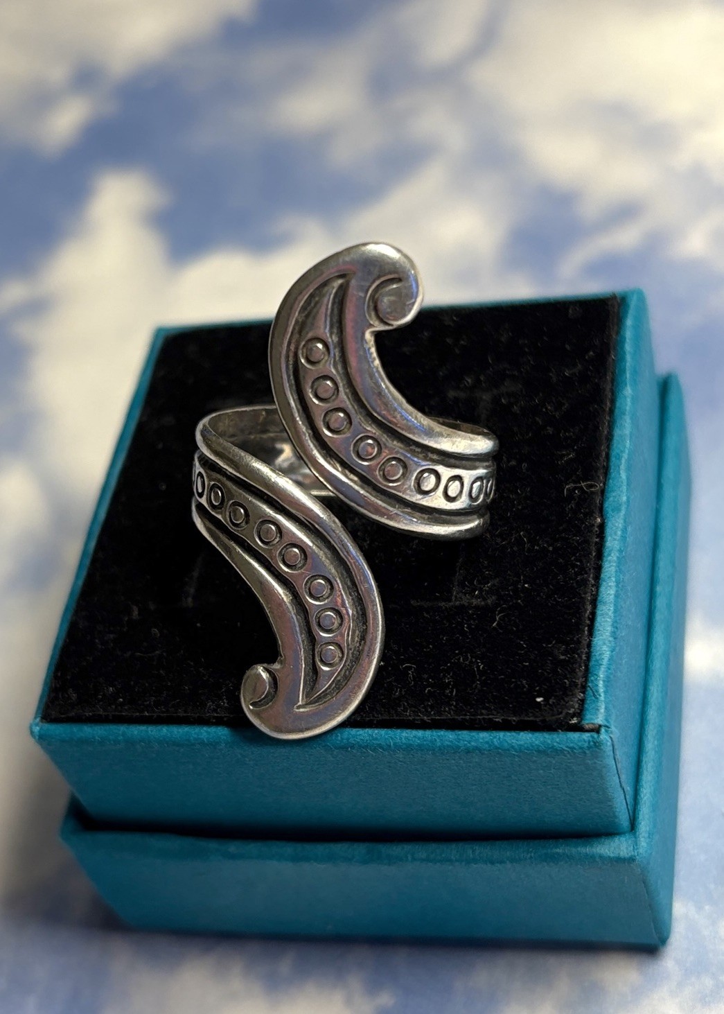 Long Vintage Hecho En Mexico MMCI Sterling Silver Men’s Bypass Wrap 925 Ring