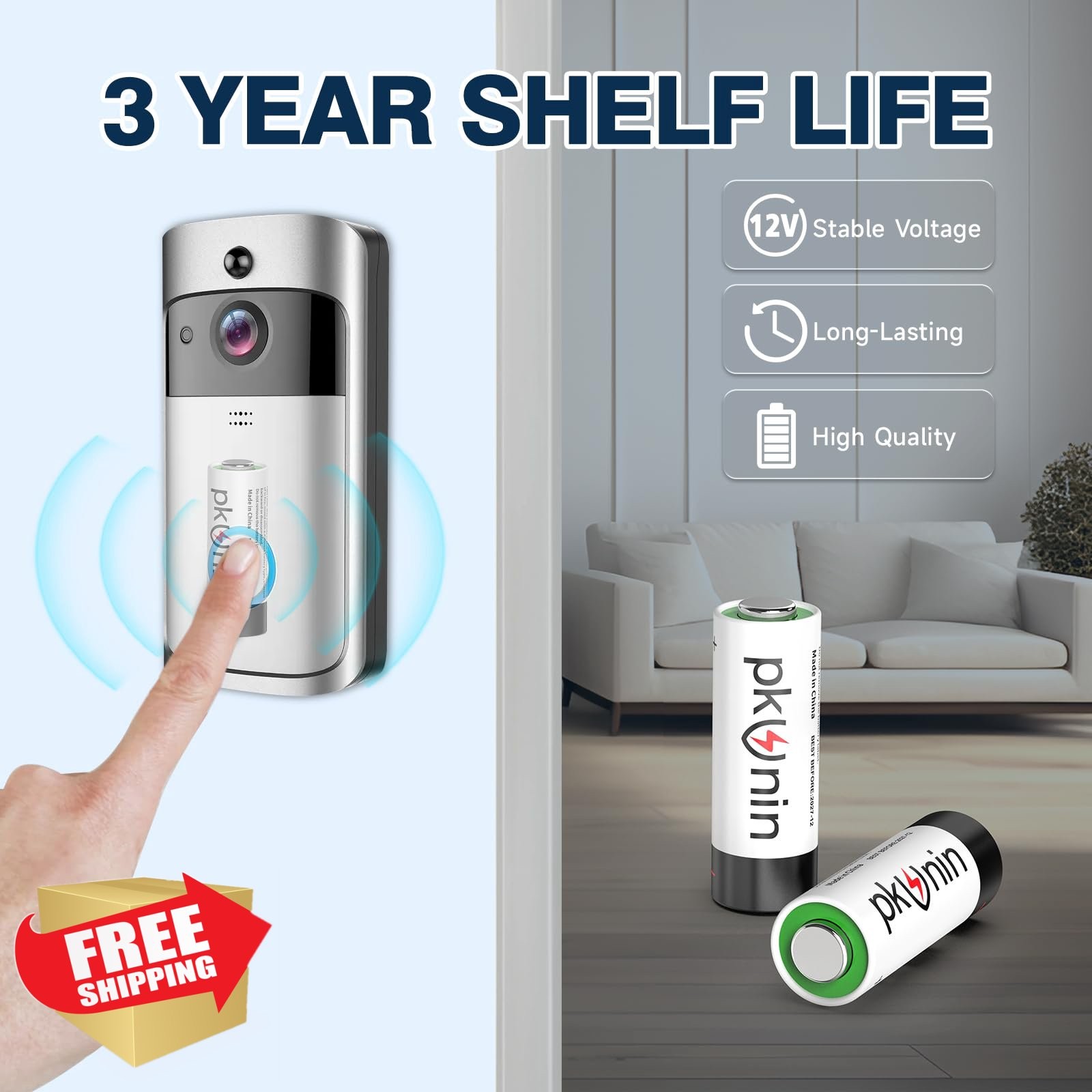 PKUNIN 23A 12V Alkaline Batteries 5 Pack Remote Garage Opener