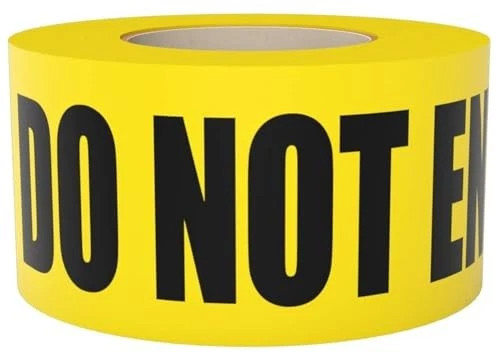 Yellow Caution Do Not Enter Barricade Tape 3 inch X 1000 feet • Halloween
