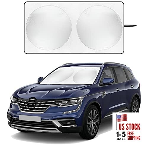 Windshield Sun Shade with Storage Pouch for SUVs, Durable 190T Polyester Sun 