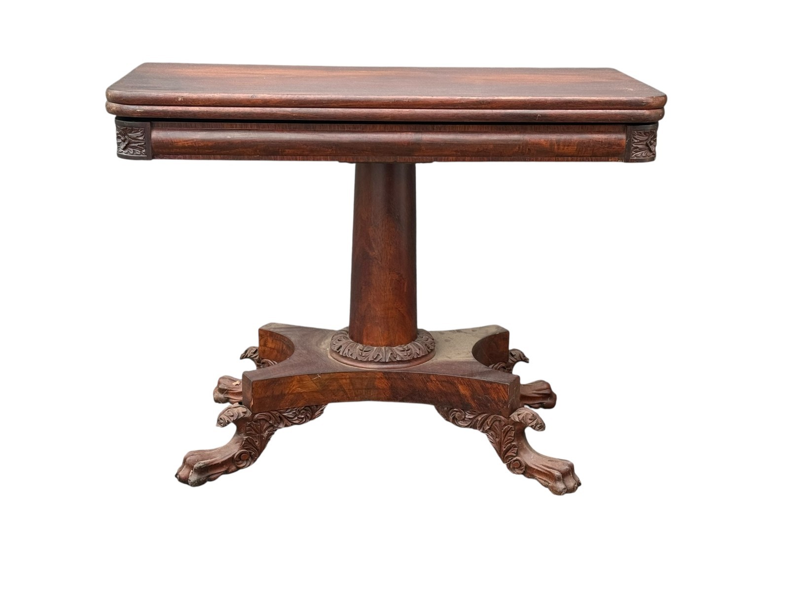 Antique  empire paw foot Console  table foyer hall game card claw foot