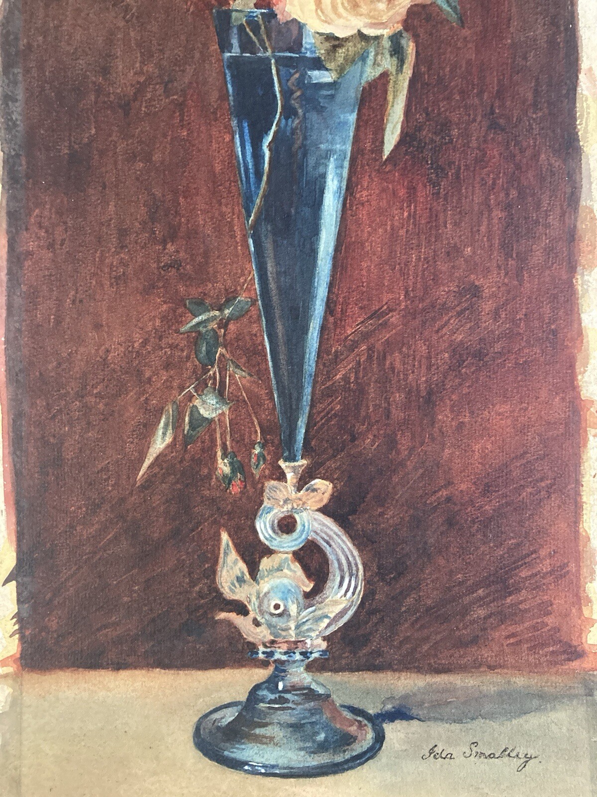 Très Belle Peinture Huile 1900 Nature Morte Fleur Rose A Identifier Fleurs