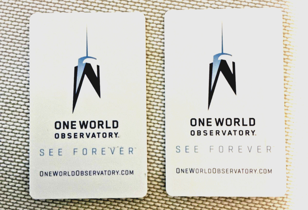 Unused 2 one world observatory tickets-booking fee and tax included in the price