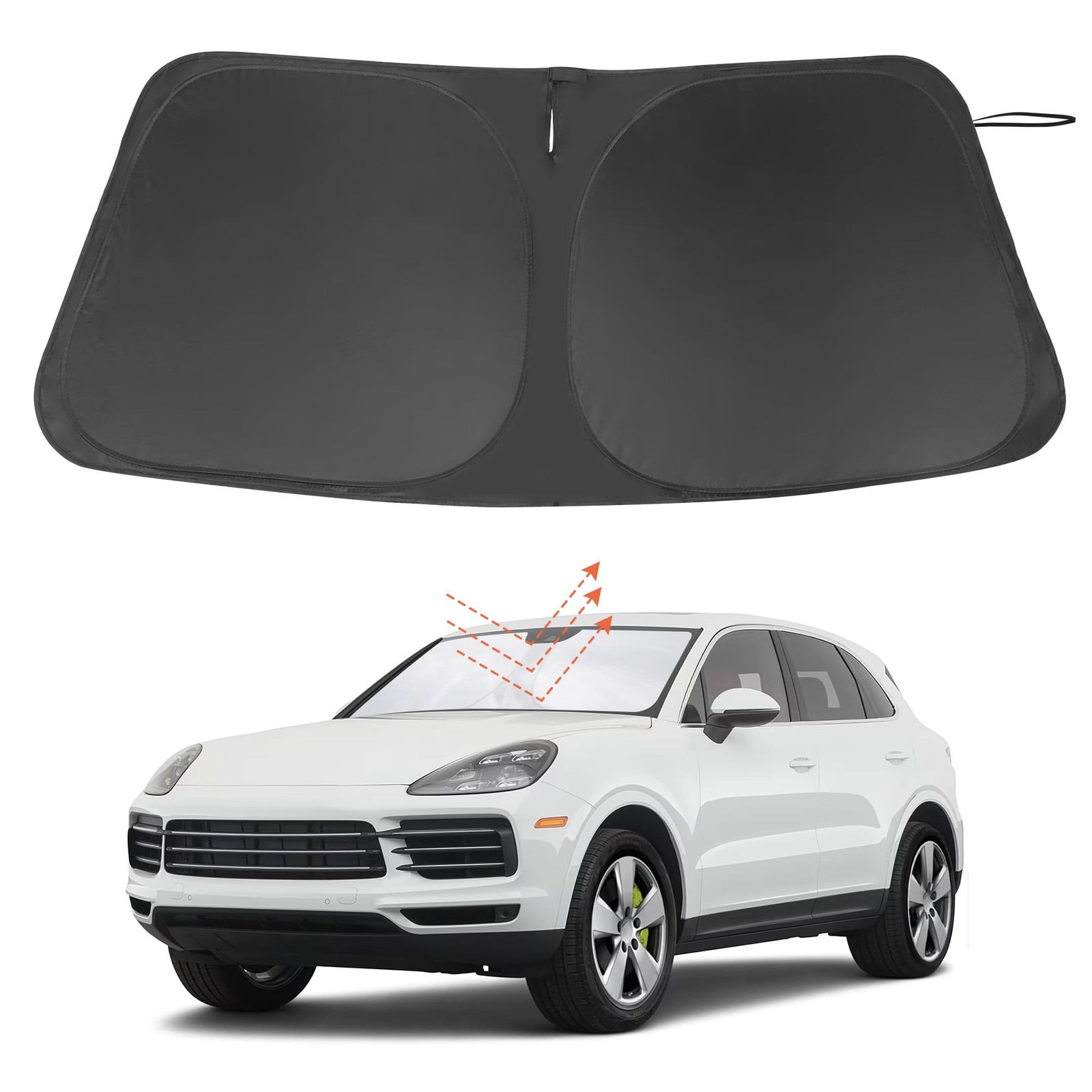 Windshield Sun Shade Custom Fit for 2019-2024 2025 Porsche Cayenne Accessorie...