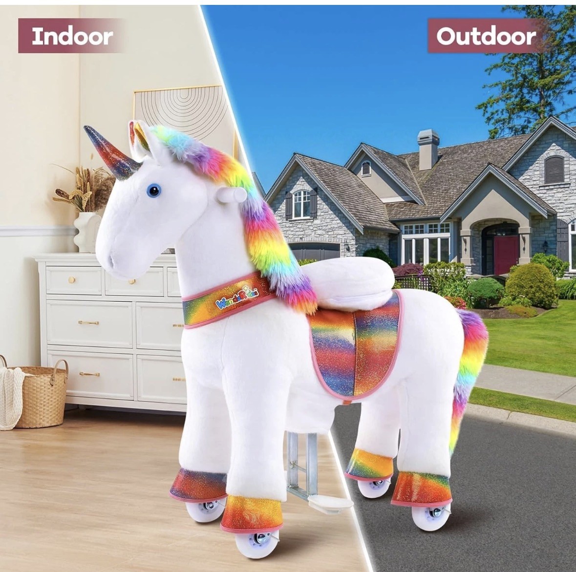 PonyCycle Ride-On Unicorn Model X32 Kids Plush Riding Toy Rainbow Mane NEW 