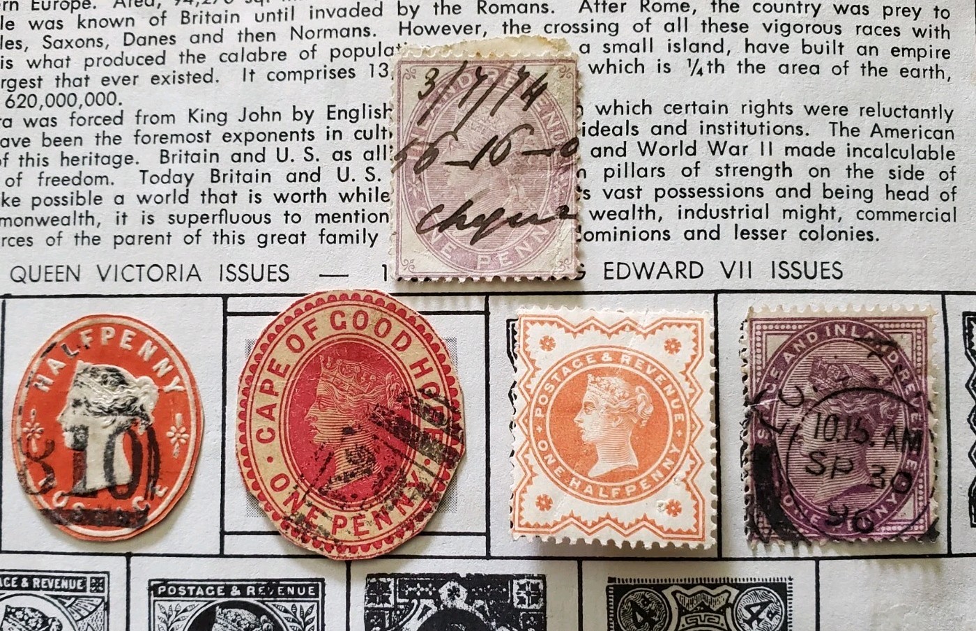 Great Britain Stamps - (5) Early Queen Victoria Stamps - Used Hinged