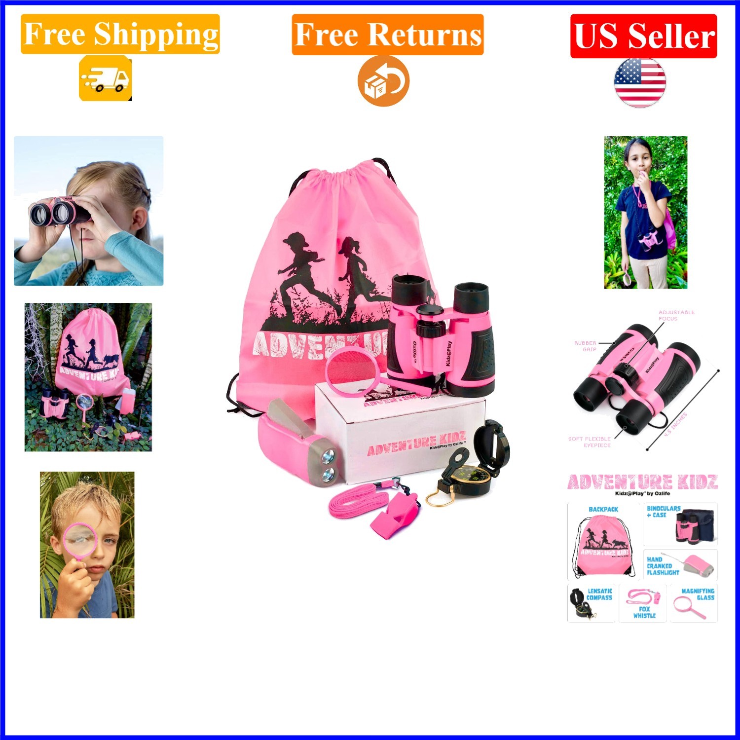 Adventure Kidz Outdoor Exploration Kit for Kids – Binoculars, Flashlight, Com...