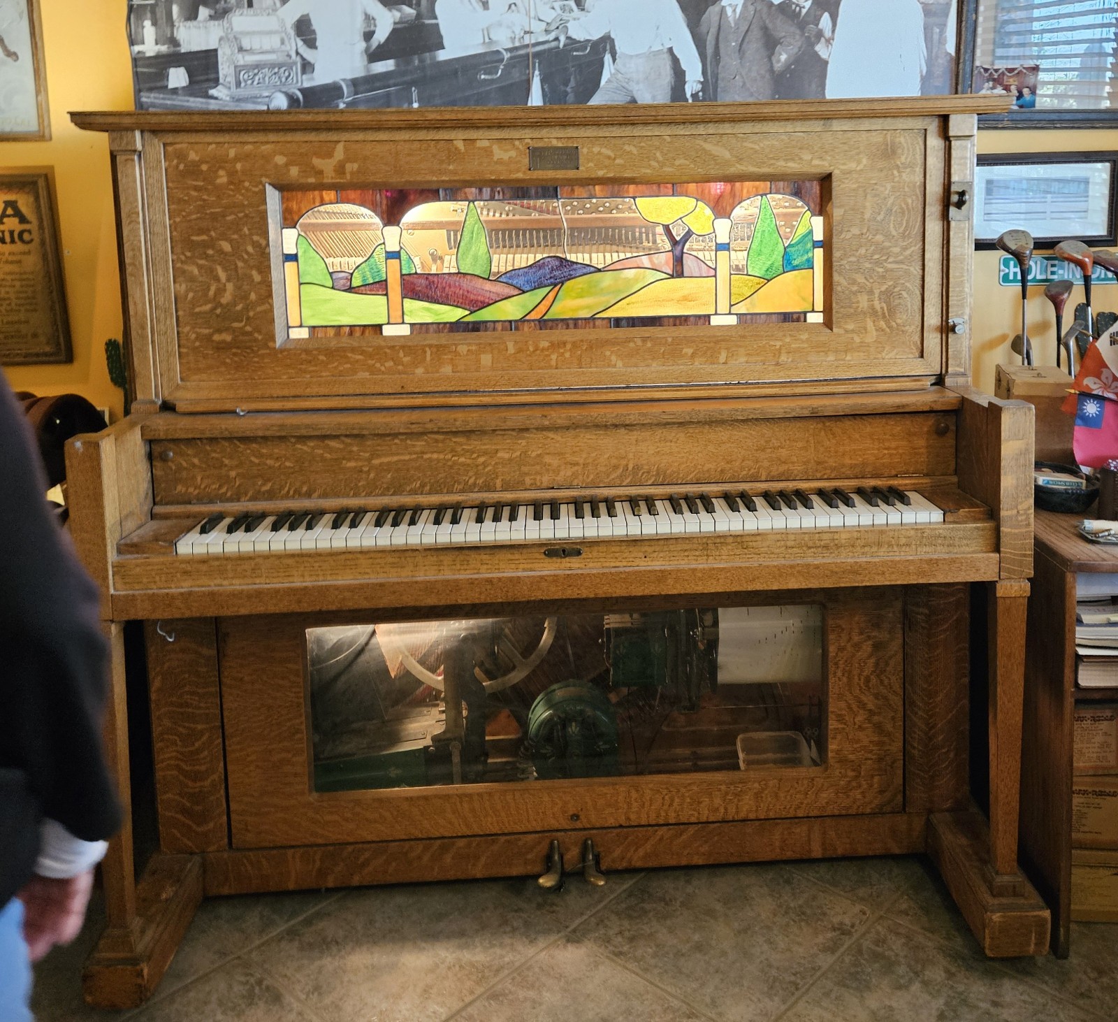 Seeburg Nickelodeon Player Piano with Piano Rolls and Spare Motor