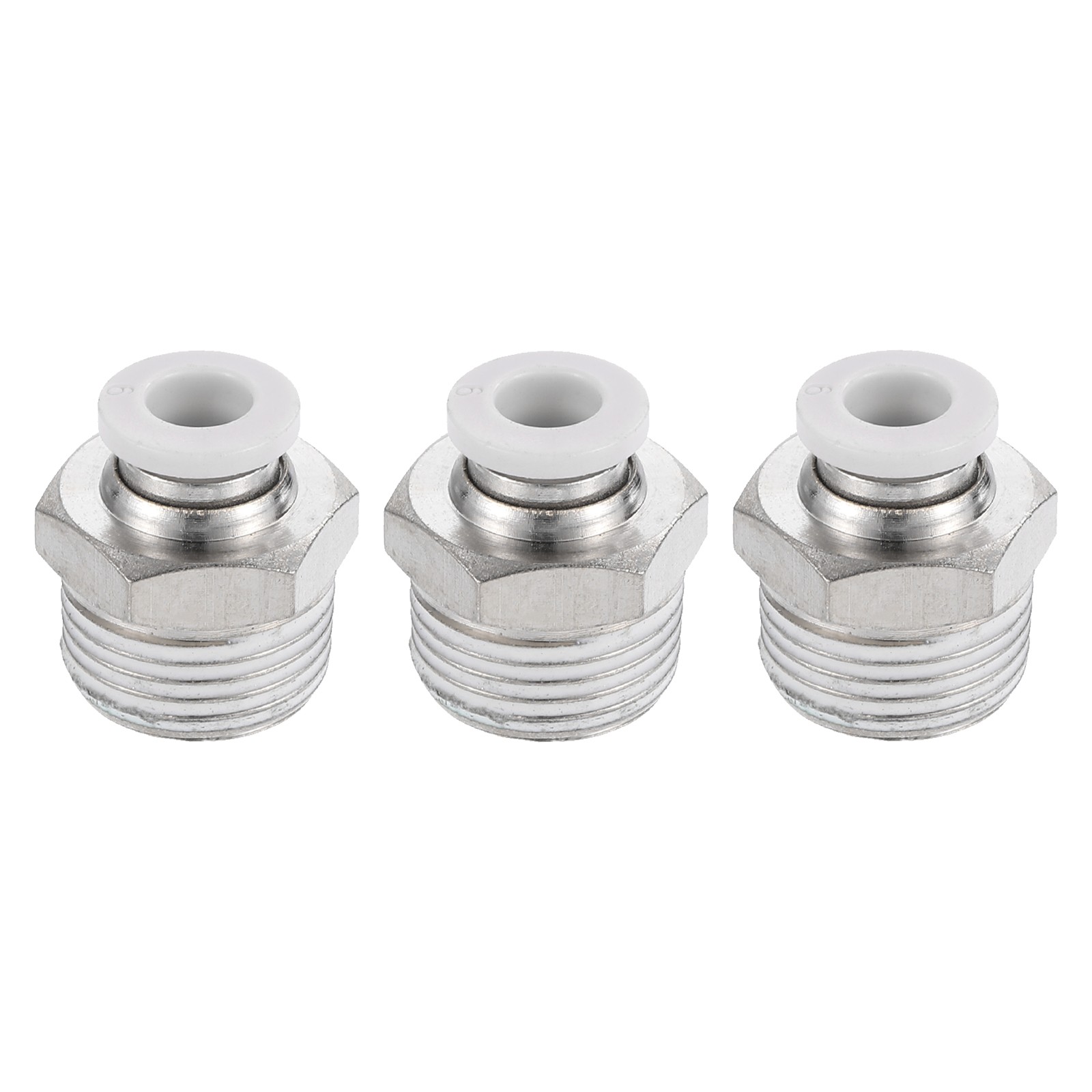 3Pcs Pneumatic Fitting, 6mm Tube OD x 3/8" PT Push to Connect Pneumatic Fitting