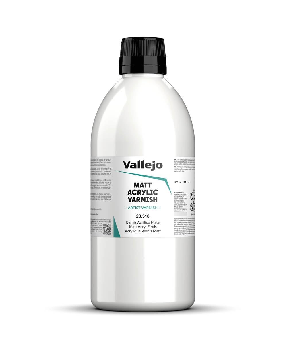 Vallejo Permanent Acrylic Varnish Matte Finish 500ml Scratch Resistant Non-Yello