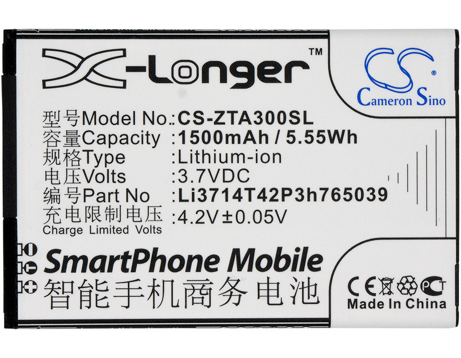 BATTERIE 1500mAh Type Li3714T42P3h765039 For ZTE AF3 AF5, Blade A3 A5 C341 T220