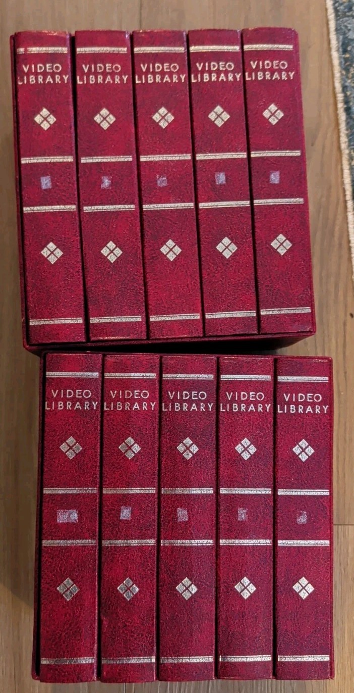 10 x VHS Video Tape Cases Bundle Red Matching Boxes Storage Library Book Vintage