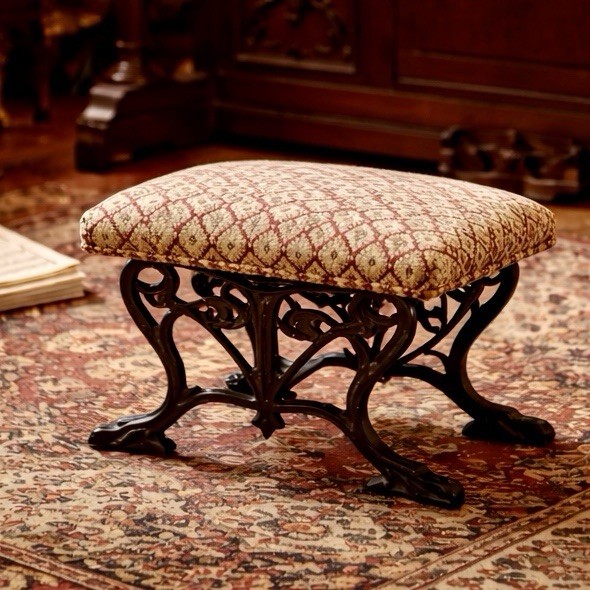 antique cast iron footstool Upholstered Stool Victorian Eastlake Style