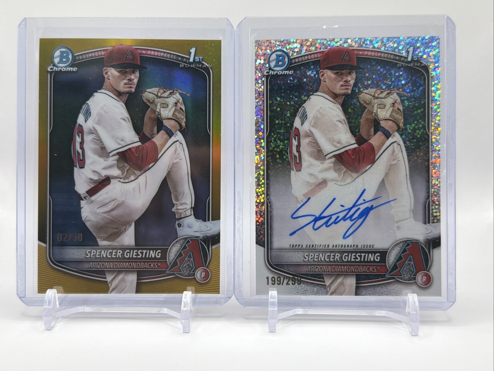 2025 Bowman Chrome Spencer Giesting Auto /299! Gold /50! 1st Bowman!🔥Dbacks