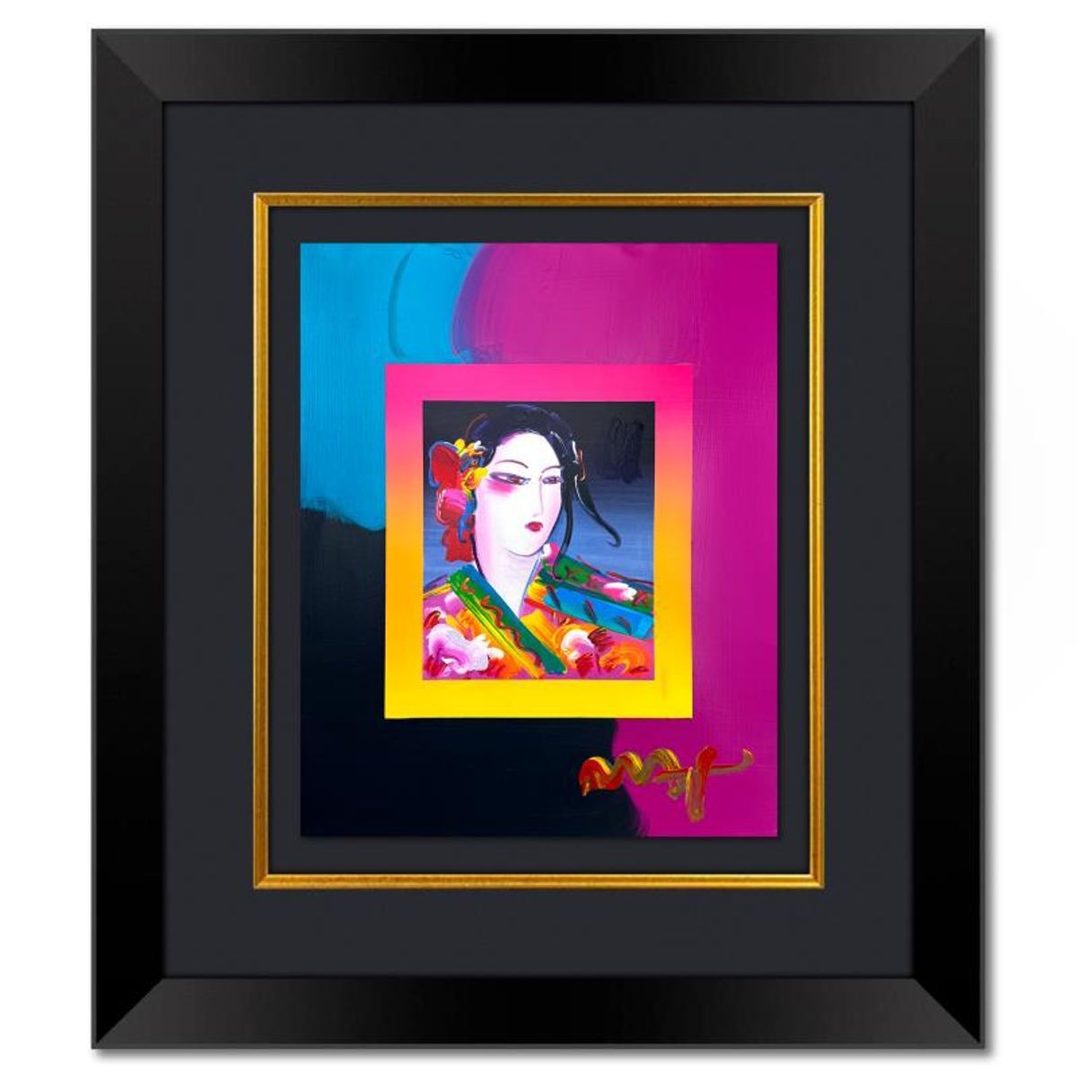 Peter Max, "Asia on Blends" Framed One-of-a-Kind Mixed Media, Hand Signed with R