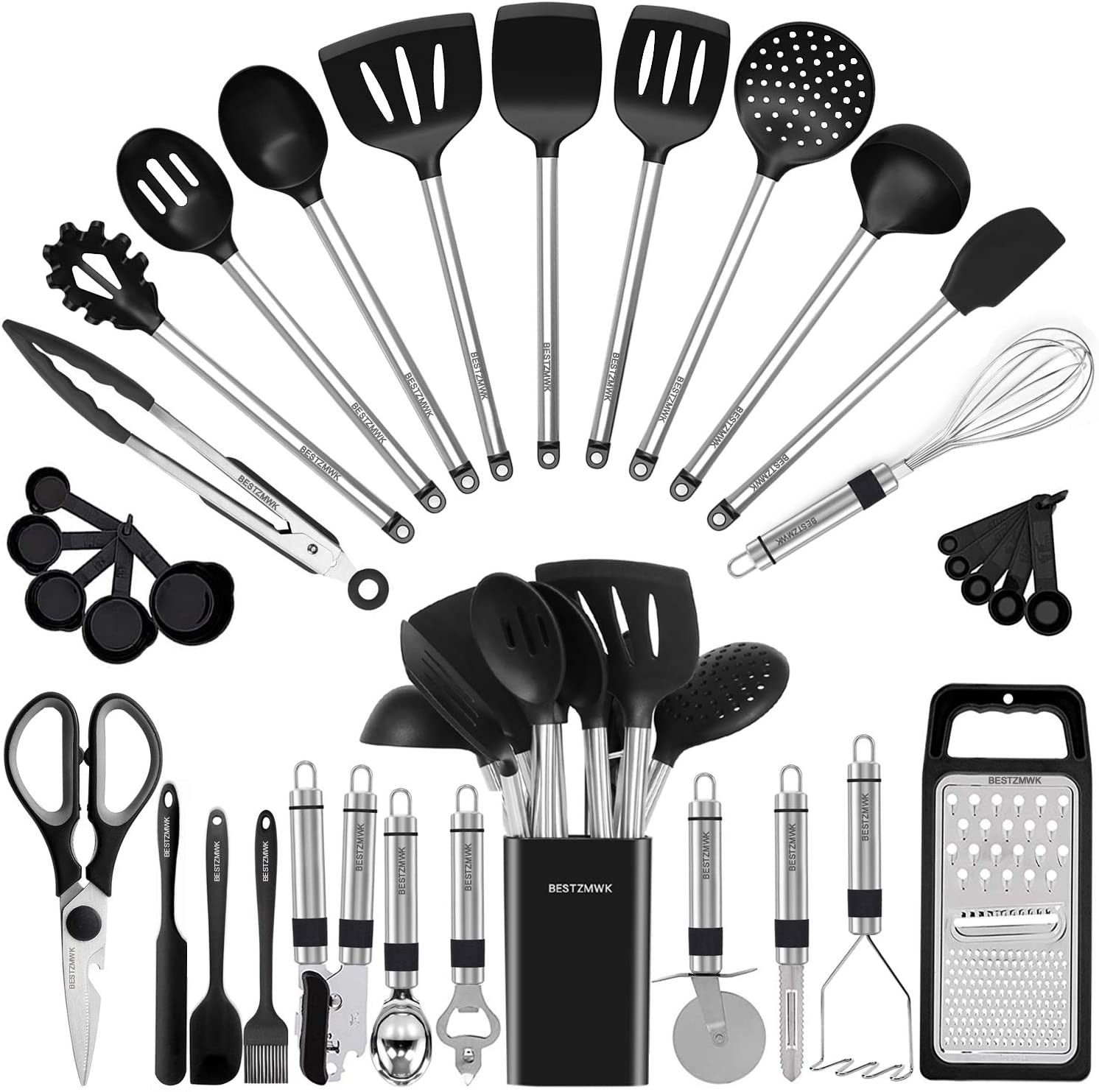 Kitchen Utensil Set-Silicone Cooking Utensils-33 Kitchen Gadgets & Spoons for No