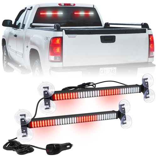  2 in 1 Red White Traffic Advisor Light Bar 2x17.7 inch 144 LED Red/White