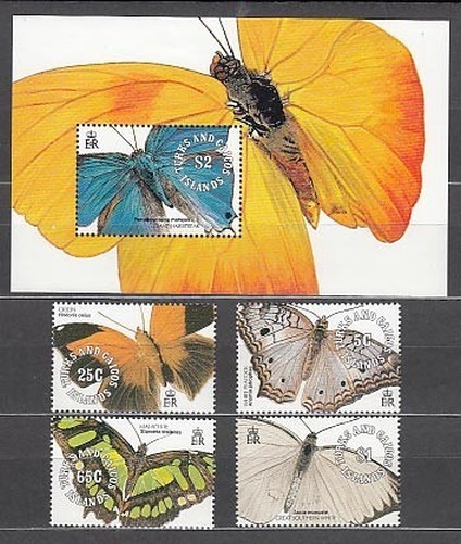 Turks and Caicos - Mail Yvert 922/5+H,100 ** Mnh Butterflies Fauna
