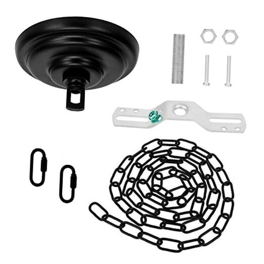 Heavy Duty Light Fixture Canopy Kit 5.3 Inches Diameter & 5.9 Feet Chain Black