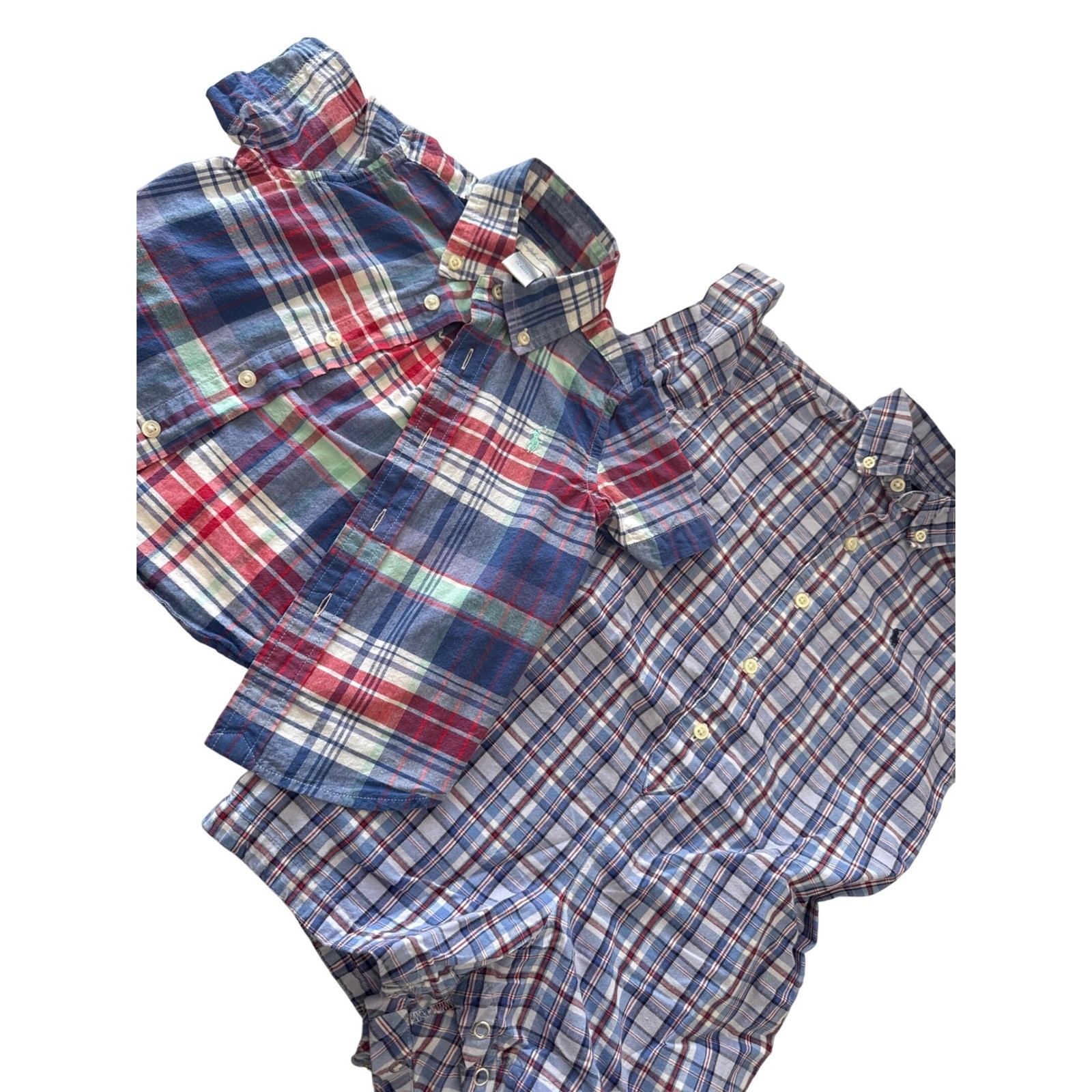 Polo Ralph Lauren Baby Boy 12-24 Months Blue Plaid short sleeves Cotton Coverall