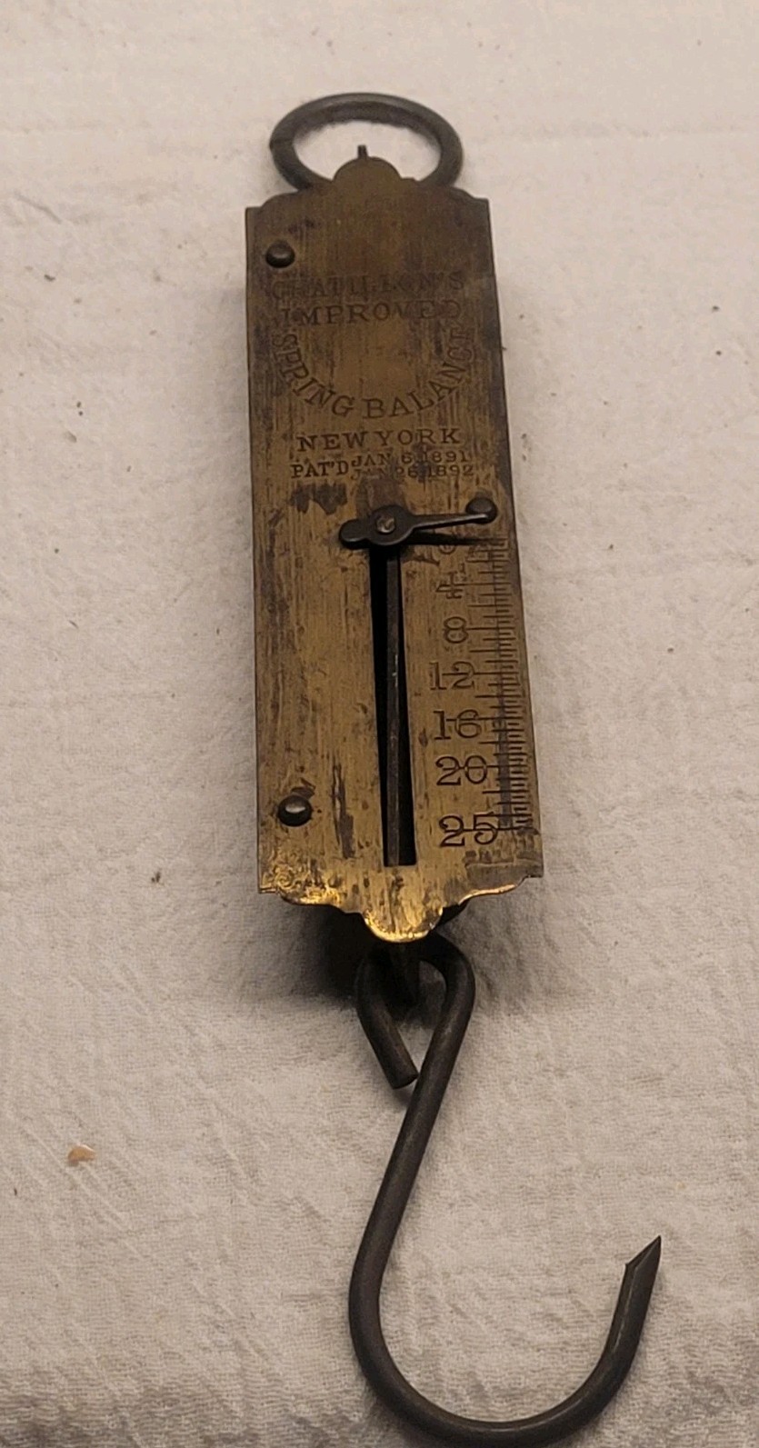 Antique Brass Hanging Scale Chatillons Improved Spring Balance 1890s